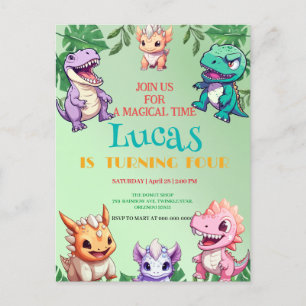 Cartão Postal Festa de aniversário infantil da escola de dinossa