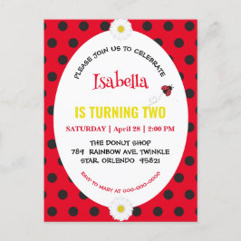 Cartão Postal Festa de Aniversário Infantil Joia da Ladybug Cute