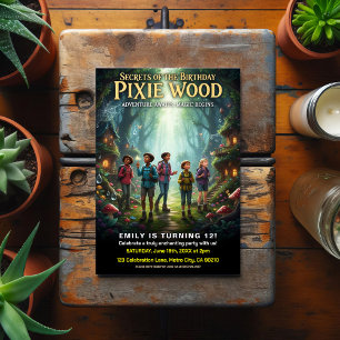 Cartão Postal Festa de Aniversário Mágica na Floresta Pixie