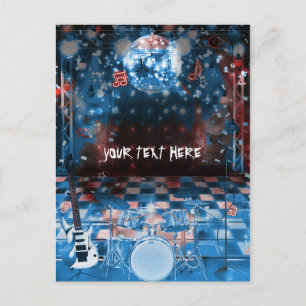 Cartão Postal Festa de Aniversário Musical de ROCK STAR Obrigado