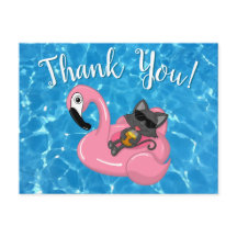 Festa de Aniversário na Piscina com Flamingo e Gat