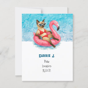 Cartão Postal Festa de Aniversário na Piscina para Amantes de Ga