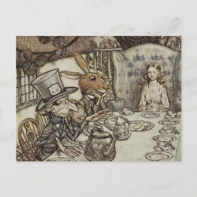Cartão Postal Festa de Aniversário Não Aniversário da Alice e do (Frente)