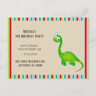 Cartão Postal Festa de aniversário Pré-Histórica do Dinossauro