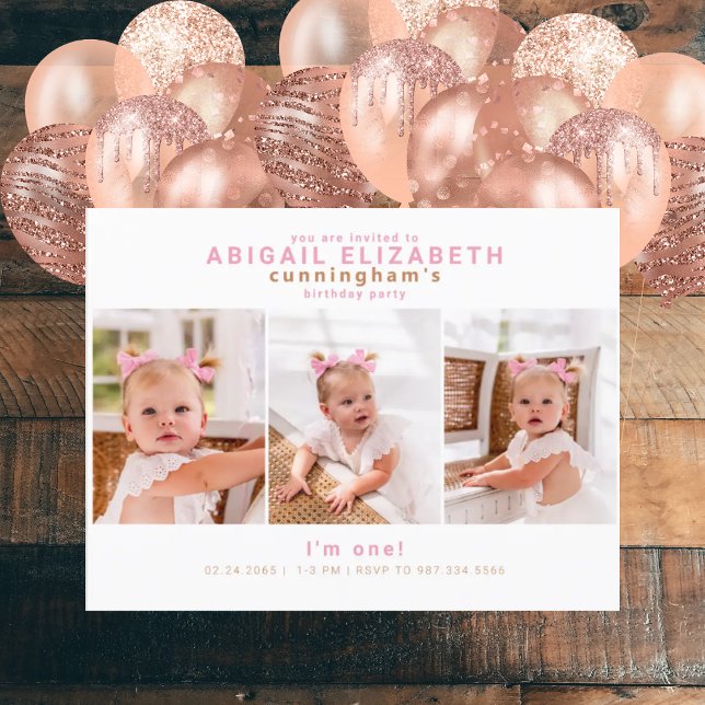 Cartão Postal Festa de aniversário Rosa de Foto de Colagem Moder (Criador carregado)