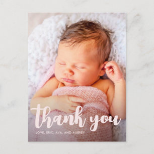 Cartão Postal Festa de aniversário Rosa Obrigado Script Foto De