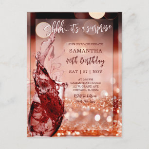 Cartão Postal Festa de Aniversário Surpresa Rose Gold