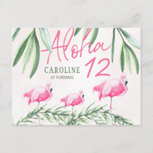 Cartão Postal Festa de aniversário tropical Aloha luau Vamos Fla
