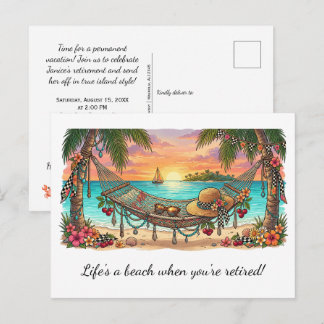 Cartão Postal Festa de Aposentadoria Life's a Beach |