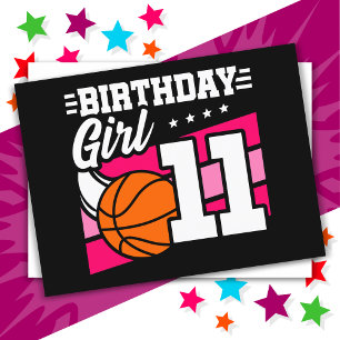 Cartão Postal Festa de Basquete para Menina de 11 Anos Aniversár