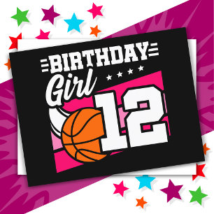 Cartão Postal Festa de Basquete para Menina de 12 Anos Aniversár