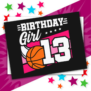 Cartão Postal Festa de Basquete para Menina de 13 Anos Aniversár