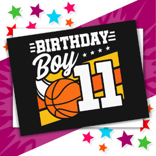 Cartão Postal Festa de Basquete para Menino de 11 Anos Aniversár