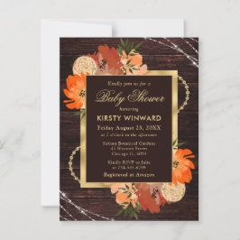 Cartão Postal Festa de Bebê Flores de Outono Laranja Queimado Rú