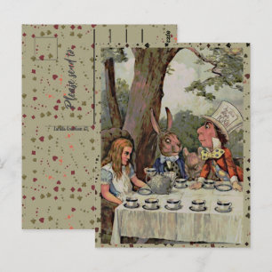 Cartão Postal Festa de Chá da Alice MadHatter Wonderland
