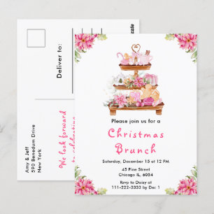Cartão Postal Festa de Chá de Natal Rosa