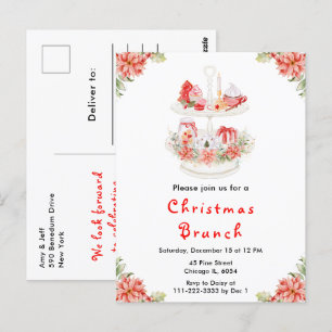 Cartão Postal Festa de Chá de Natal Vermelho