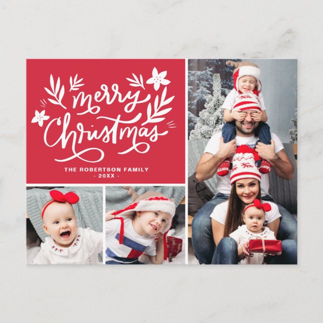 Cartão Postal festa de colagem de fotos da família de natal aleg (Frente)