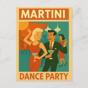 Cartão Postal Festa de Dança Martini Meados do Século