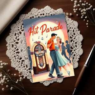 Cartão Postal Festa de Dança Vintage dos Anos 50