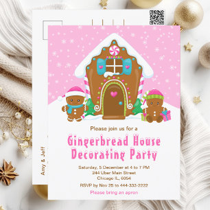 Cartão Postal Festa de Decoração de Biscoito de Natal Rosa Brilh