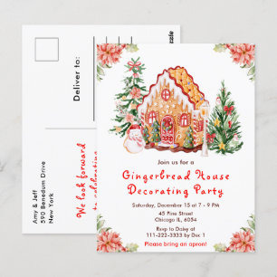 Cartão Postal Festa de Decoração de Casa de Biscoito de Gengibre