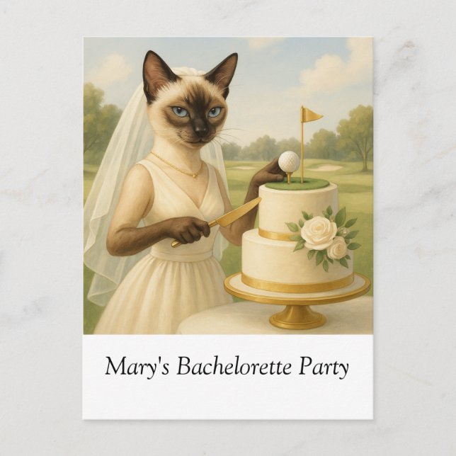 Cartão Postal Festa de Despedida de Solteira de GOLF para Gata   (Frente)