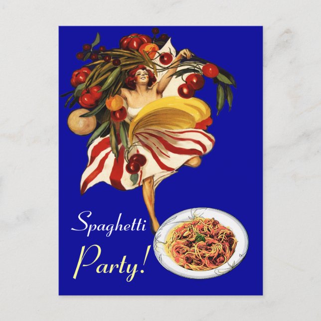 CARTÃO POSTAL FESTA DE ESPAGUETE DANÇA, COZINHA ITALIANA E TOMAT (Frente)