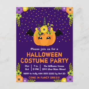 Cartão Postal Festa de Fantasia de Halloween Fantasia Roupa Roxa