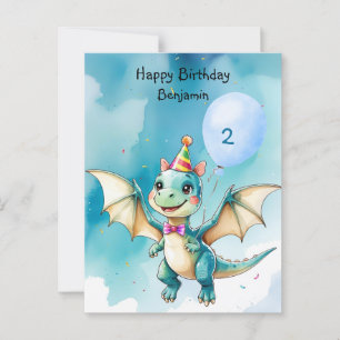 Cartão Postal Festa de Feliz Aniversário do Bonito Raio Dinossau
