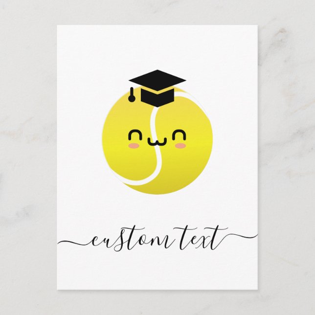 Cartão Postal Festa de Formatura de Tênis Kawaii Bola Texto Pers (Frente)