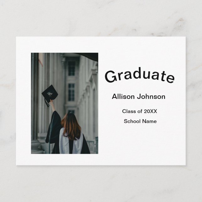 Cartão Postal festa de formatura elegante e elegante (Frente)
