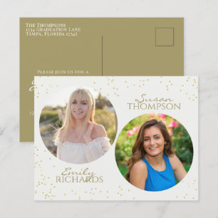 Cartão Postal Festa de formatura Mínima Moderna Dourada