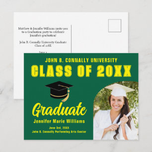 Cartão Postal Festa de Formatura Verde Amarelo Personalizada 202
