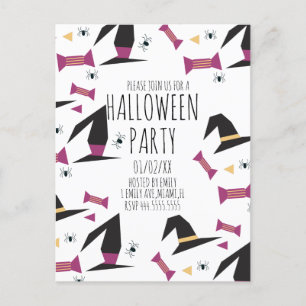 Cartão Postal Festa de Halloween Chapéu de Bruxa Aranha Doce 
