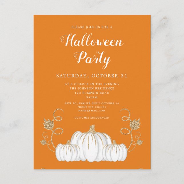 Cartão Postal Festa de Halloween da Abóbora Laranja Fofa (Frente)