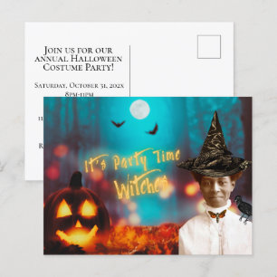 Cartão Postal Festa de Halloween da Bruxa Negra Vintage