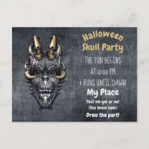 Cartão Postal Festa de Halloween da Caveira Gótica
