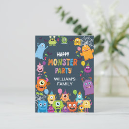 Cartão Postal Festa De Halloween De Monstro De Figurino Bonito P