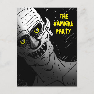 Cartão Postal Festa de Halloween de Vampiro Assustador