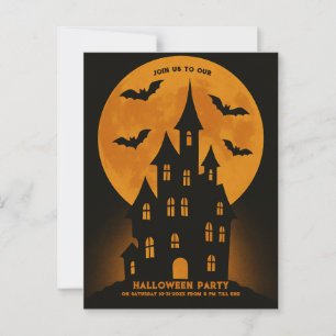 Cartão Postal Festa de Halloween do Halloween da House Moon Bats