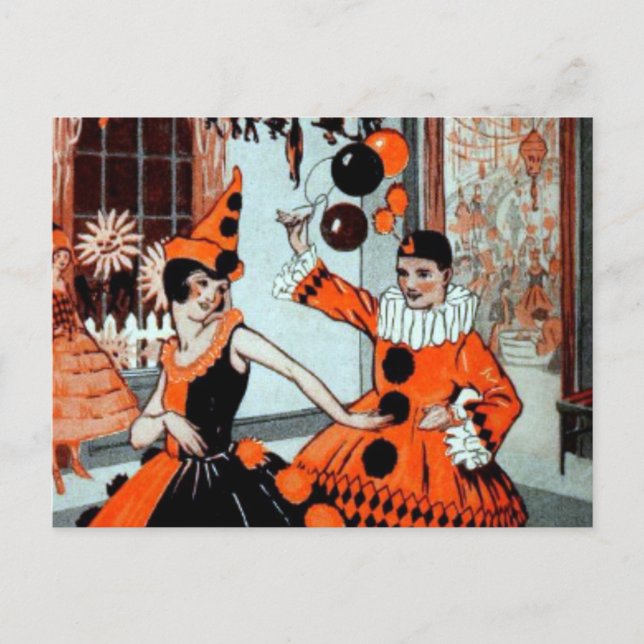 Cartão Postal Festa de Halloween em Laranja e Negro (Frente)