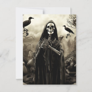 Cartão Postal Festa de Halloween Gothic Skeleton Graveyard