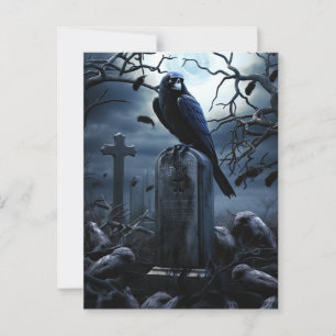 Cartão Postal Festa de Halloween Gótica Raven Graveyard