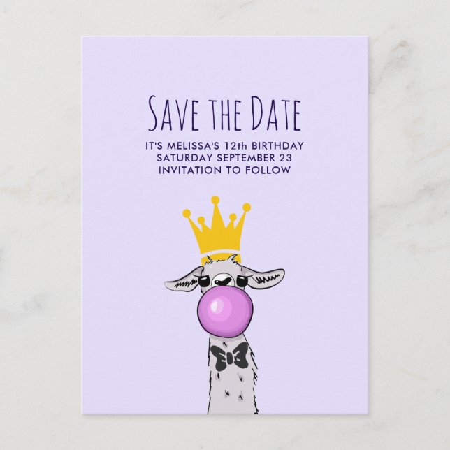 Cartão Postal Festa de Ilustração Llama Engraçada e Engraçada Sa (Frente)