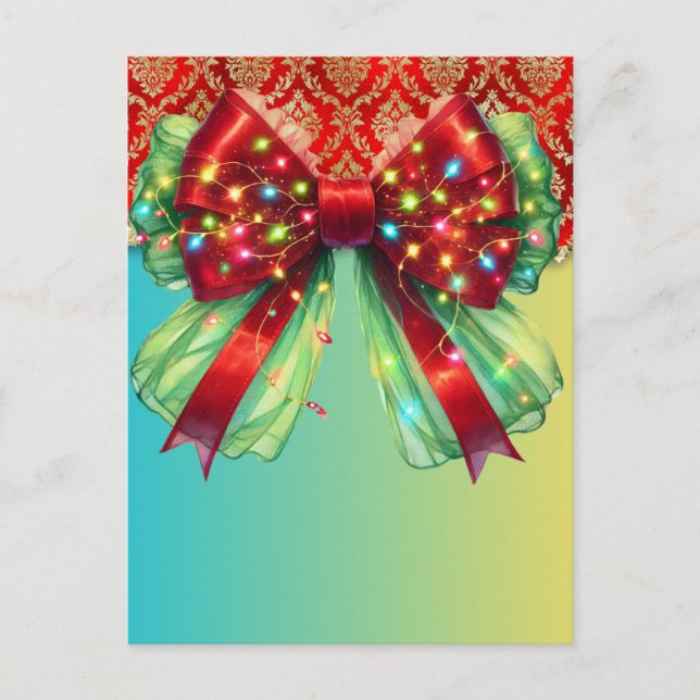 Cartão Postal Festa de Natal Bling Festivo Feliz Xmas Ligh (Frente)