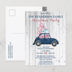 Cartão Postal Festa de Natal da Árvore de Natal Rosa Azul