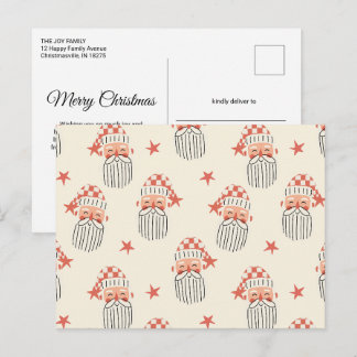 Cartão Postal Festa de Natal de inverno rosto do Papai Noel berç