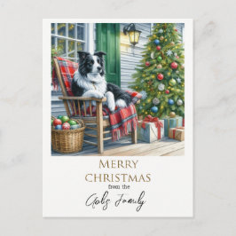 Cartão Postal Festa de Natal do Border Collie Fofo
