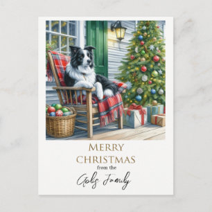 Cartão Postal Festa de Natal do Border Collie Fofo 